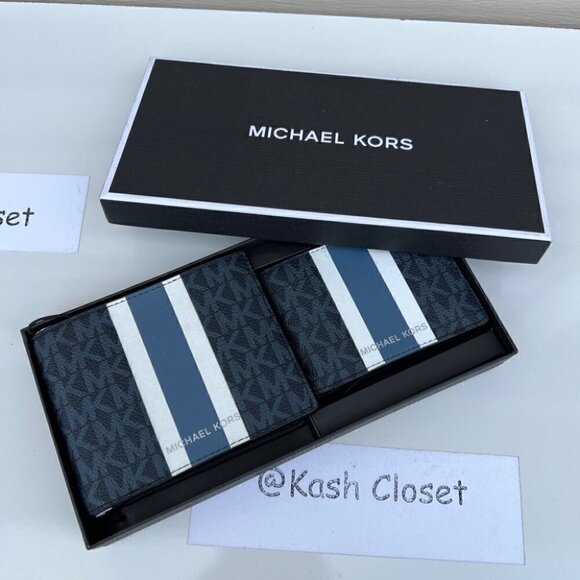 Michael kors Men Wallet Card Case Gift box set Admiral Multi - Picture 3 of 6